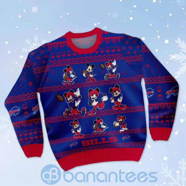 Buffalo Bills Mickey Mouse Ugly Christmas 3D Sweater Product Photo