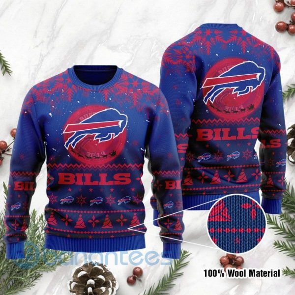 Buffalo Bills Santa Claus In The Moon Ugly Christmas 3D Sweater Product Photo