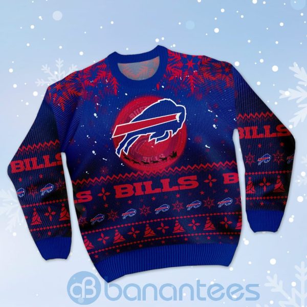 Buffalo Bills Santa Claus In The Moon Ugly Christmas 3D Sweater Product Photo