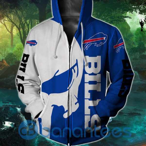 Buffalo Bills Zip Up Skull All Over Printed 3D Hoodie, Zip Hoodie Product Photo