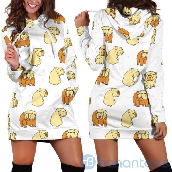 Bulldog Doodles Hoodie Dress For Women Product Photo