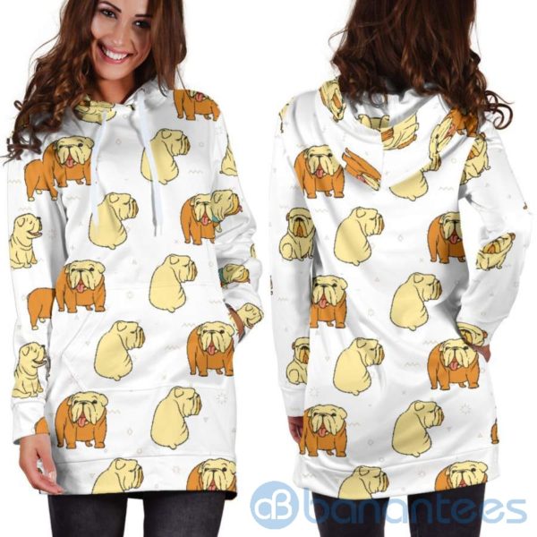 Bulldog Doodles Hoodie Dress For Women Product Photo