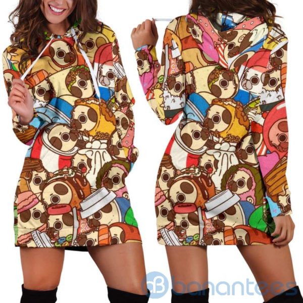 Bunch of Pugs Hoodie Dress For Women Product Photo