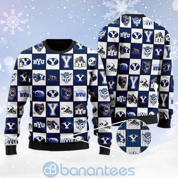 BYU Cougars Football Team Logo Ugly Christmas 3D Sweater Product Photo