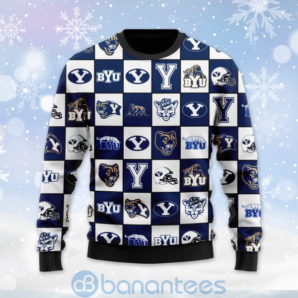 BYU Cougars Football Team Logo Ugly Christmas 3D Sweater Product Photo