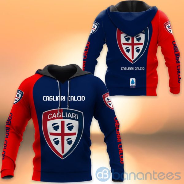 Cagliari Calcio Navy All Over Printed Hoodies Zip Hoodies Product Photo