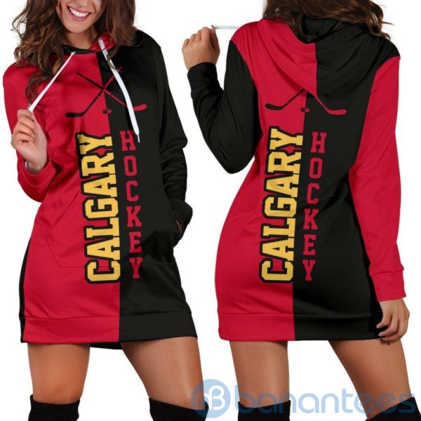 Calgary Hockey Hoodie Dress For Women Product Photo