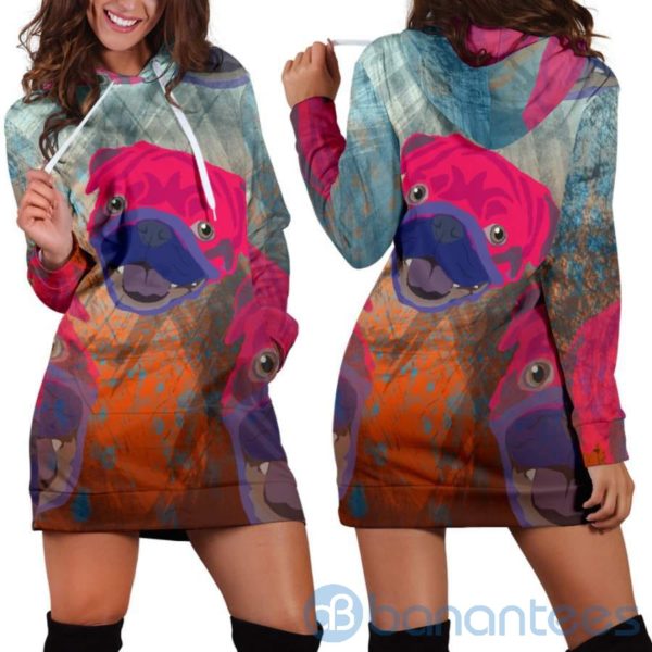 Candy Pug Hoodie Dress For Women Product Photo