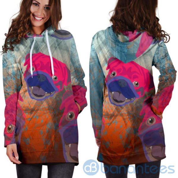 Candy Pug Hoodie Dress For Women Product Photo