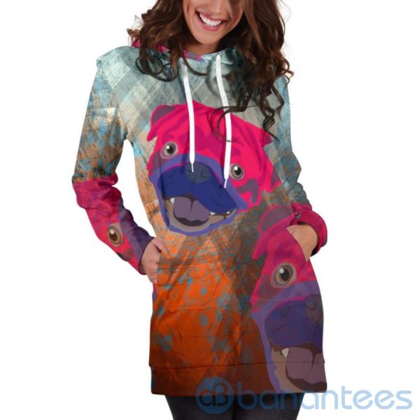 Candy Pug Hoodie Dress For Women Product Photo