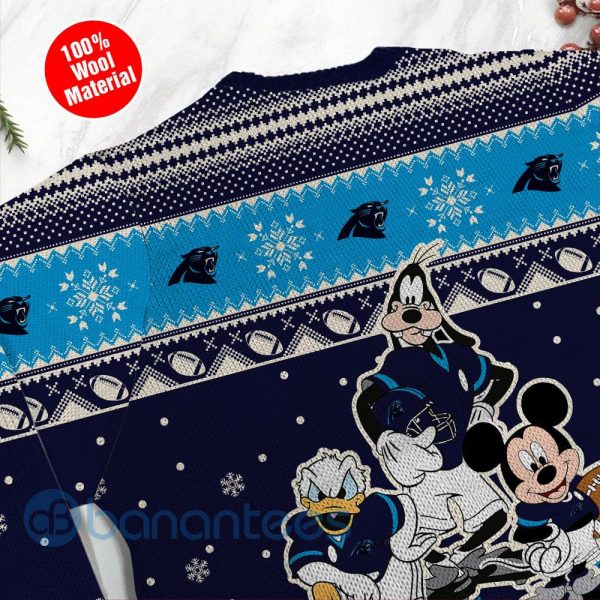 Carolina Panthers Disney Donald Duck Mickey Mouse Goofy Custom Name Christmas 3D Sweater Product Photo