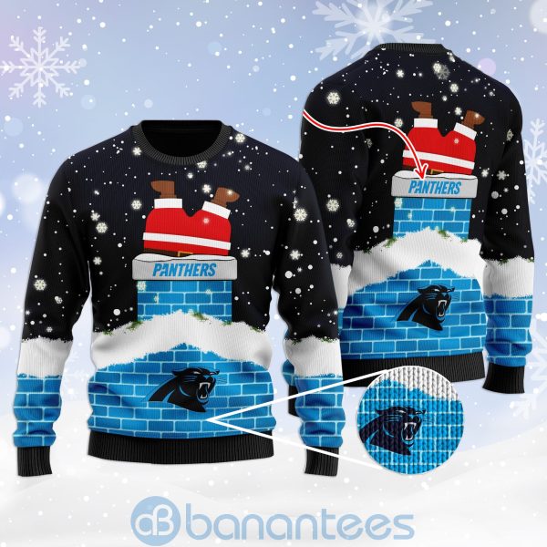 Carolina Panthers Football Team Logo Symbol Santa Claus Custom Name Christmas 3D Sweater Product Photo