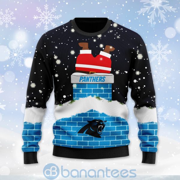 Carolina Panthers Football Team Logo Symbol Santa Claus Custom Name Christmas 3D Sweater Product Photo