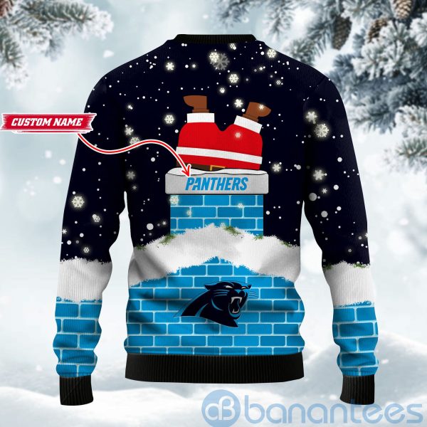 Carolina Panthers Football Team Logo Symbol Santa Claus Custom Name Christmas 3D Sweater Product Photo