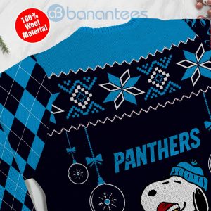 Carolina Panthers Funny Charlie Brown Peanuts Snoopy Christmas Tree Ugly Christmas 3D Sweater Product Photo