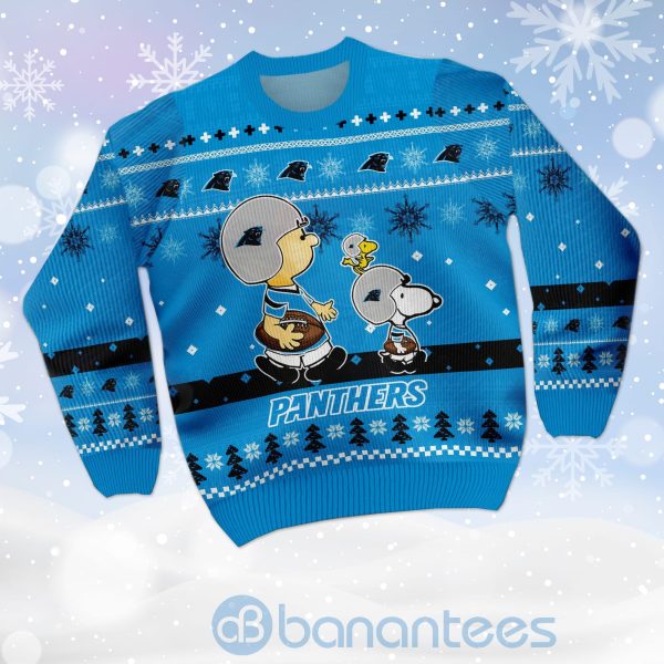 Carolina Panthers Funny Charlie Brown Peanuts Snoopy Ugly Christmas 3D Sweater Product Photo