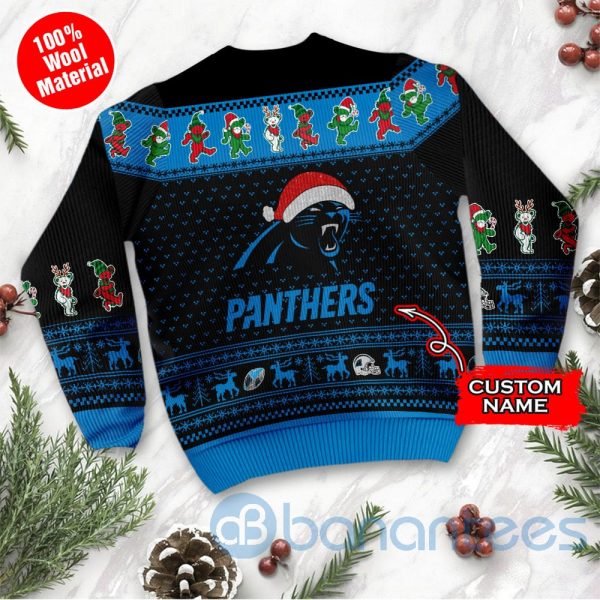 Carolina Panthers Grateful Dead SKull And Bears Custom Name Ugly Christmas 3D Sweater Product Photo