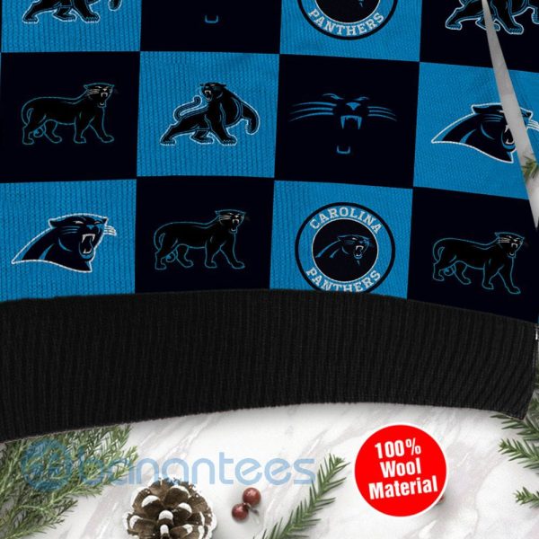 Carolina Panthers Logo Checkered Flannel Design Ugly Christmas 3D Sweater Product Photo