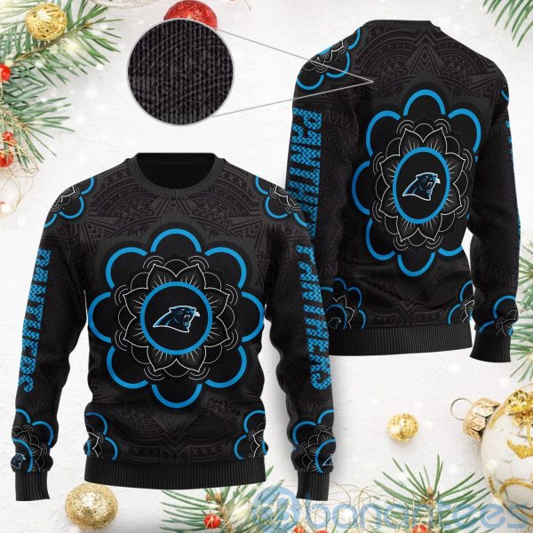 Carolina Panthers Mandala Logo Ugly Christmas 3D Sweater Product Photo