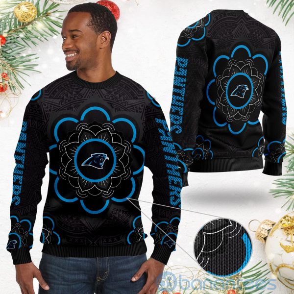 Carolina Panthers Mandala Logo Ugly Christmas 3D Sweater Product Photo
