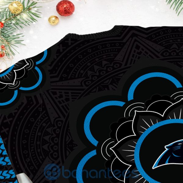 Carolina Panthers Mandala Logo Ugly Christmas 3D Sweater Product Photo