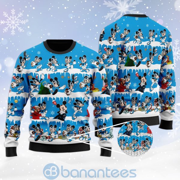 Carolina Panthers Mickey American Football Ugly Christmas 3D Sweater Product Photo