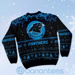 Carolina Panthers Santa Claus In The Moon Ugly Christmas 3D Sweater Product Photo