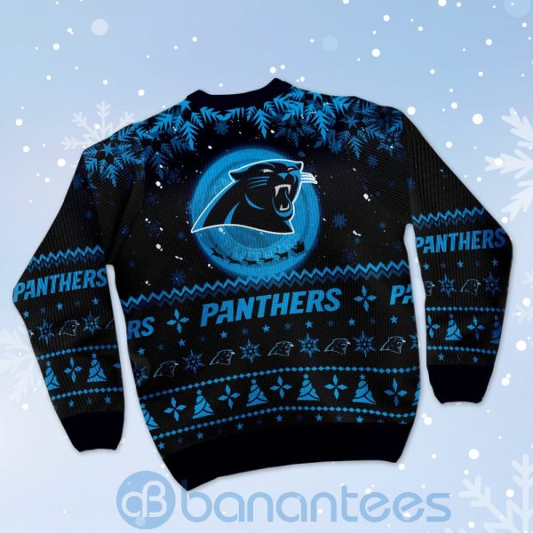 Carolina Panthers Santa Claus In The Moon Ugly Christmas 3D Sweater Product Photo