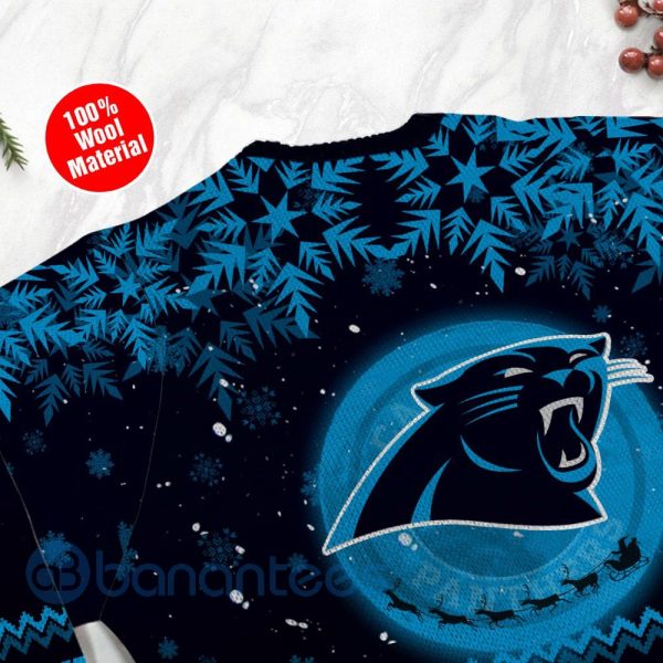 Carolina Panthers Santa Claus In The Moon Ugly Christmas 3D Sweater Product Photo