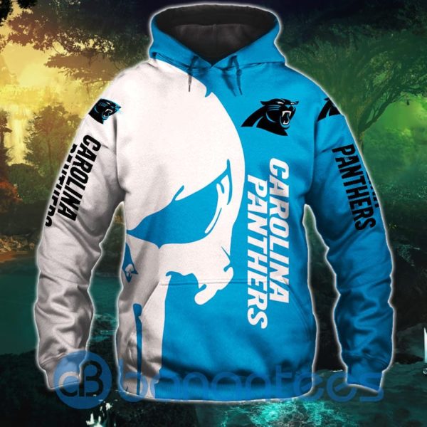 Carolina Panthers Skull Design Full Printed 3D Hoodie Zip Hoodie Product Photo