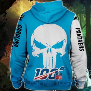 Carolina Panthers Skull Design Full Printed 3D Hoodie Zip Hoodie Product Photo