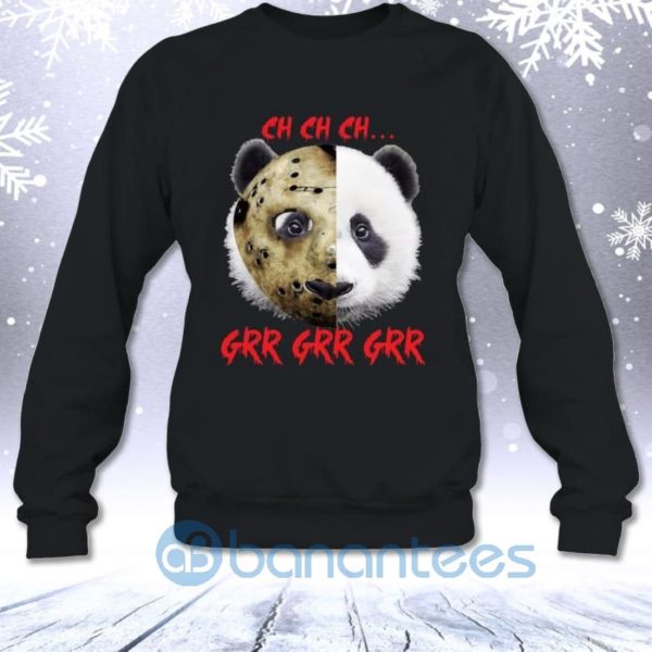 Ch Ch Ch Grr Grr Grr Panda With Jason Mask Funny Horror Halloween Sweatshirt Product Photo