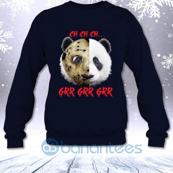 Ch Ch Ch Grr Grr Grr Panda With Jason Mask Funny Horror Halloween Sweatshirt Product Photo