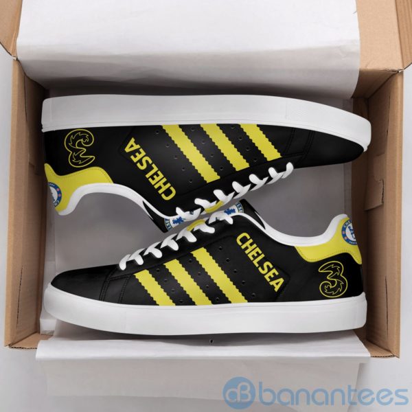 Chelsea Fc Yellow Striped Black Low Top Skate Shoes Product Photo