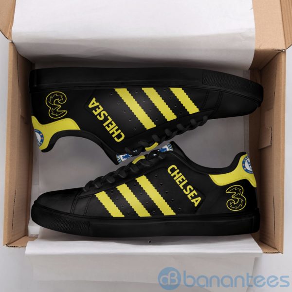 Chelsea Fc Yellow Striped Black Low Top Skate Shoes Product Photo