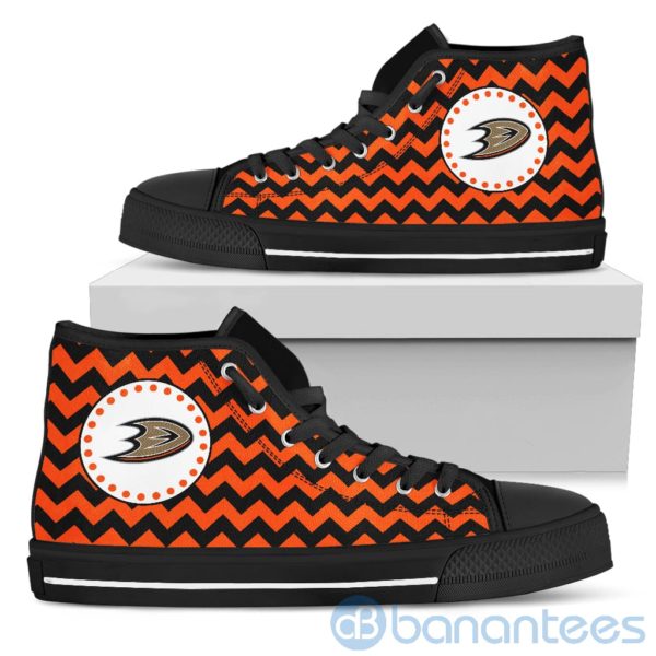 Chevron Striped Anaheim Ducks High Top Shoes Product Photo