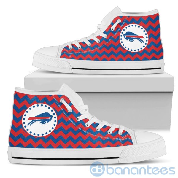 Chevron Striped Buffalo Bills High Top Shoes Product Photo