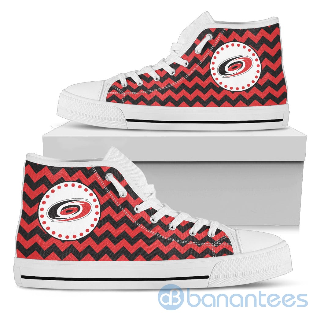chevron-striped-carolina-hurricanes-high-top-shoes-2-kn4pY.jpg Chevron Striped Carolina Hurricanes High Top Shoes Product Photo