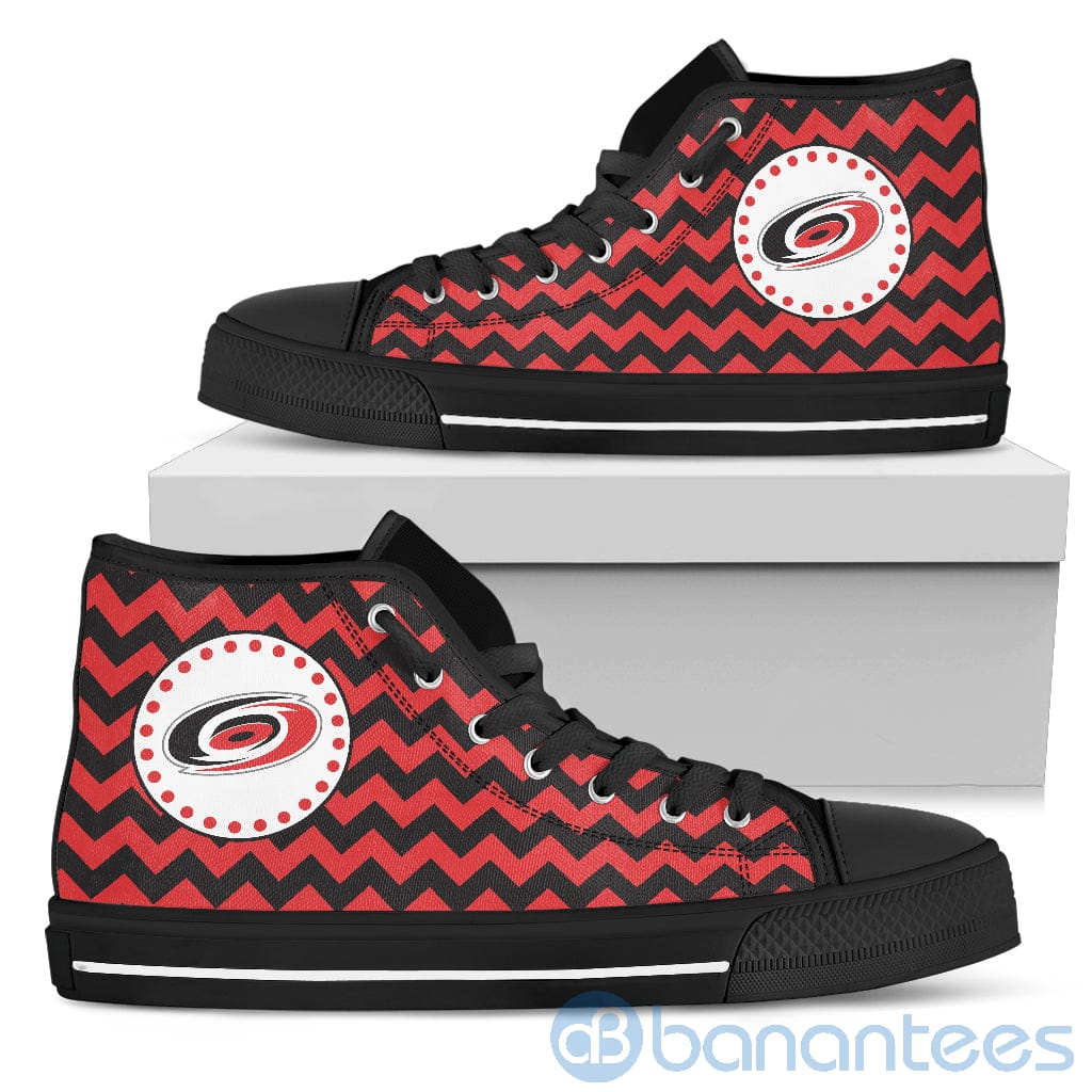 chevron-striped-carolina-hurricanes-high-top-shoes-3-38b1n.jpg Chevron Striped Carolina Hurricanes High Top Shoes Product Photo