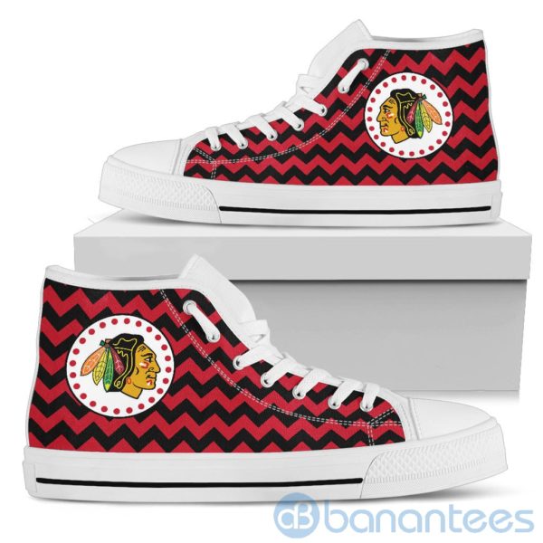 Chevron Striped Chicago Blackhawks High Top Shoes Product Photo