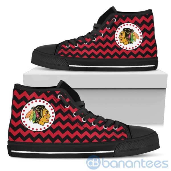 Chevron Striped Chicago Blackhawks High Top Shoes Product Photo