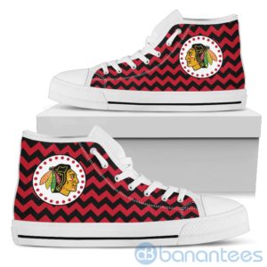 Chevron Striped Chicago Blackhawks High Top Shoes Product Photo