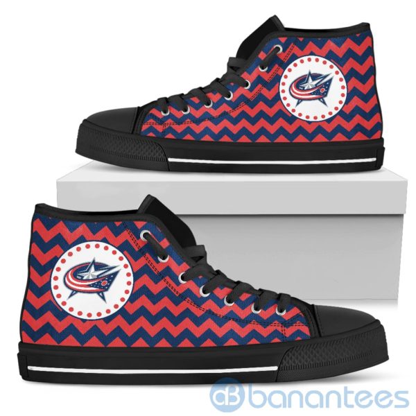 Chevron Striped Columbus Blue Jackets High Top Shoes Product Photo