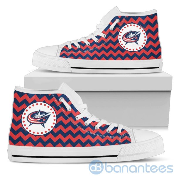 Chevron Striped Columbus Blue Jackets High Top Shoes Product Photo
