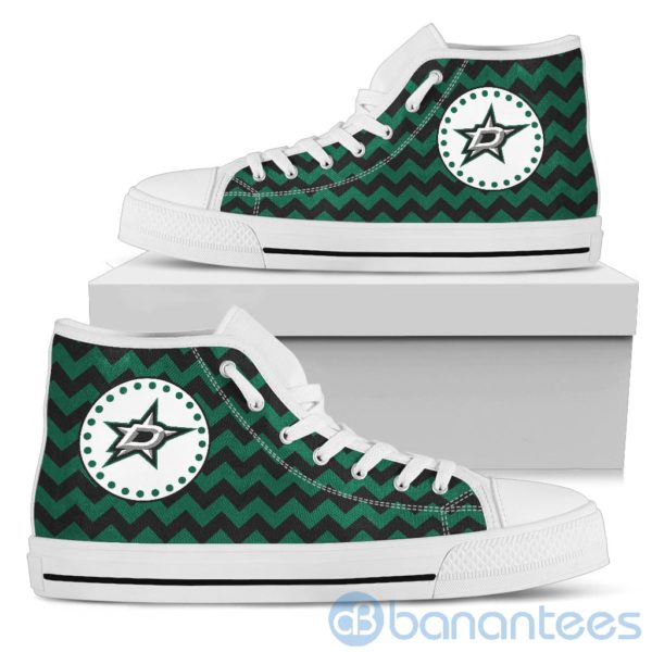 Chevron Striped Dallas Stars High Top Shoes Product Photo