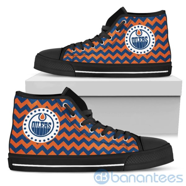 Chevron Striped Edmonton Oilers High Top Shoes Product Photo