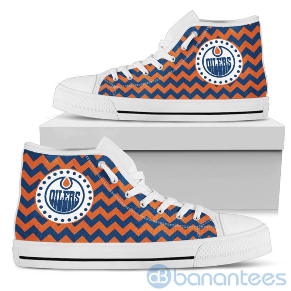 Chevron Striped Edmonton Oilers High Top Shoes Product Photo