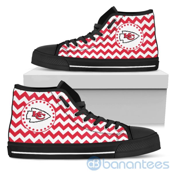 Chevron Striped Kansas City Chiefs High Top Shoes Product Photo