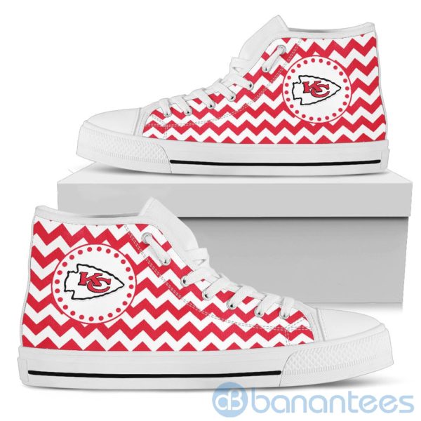 Chevron Striped Kansas City Chiefs High Top Shoes Product Photo