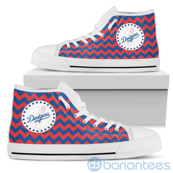 Chevron Striped Los Angeles Dodgers High Top Shoes Product Photo